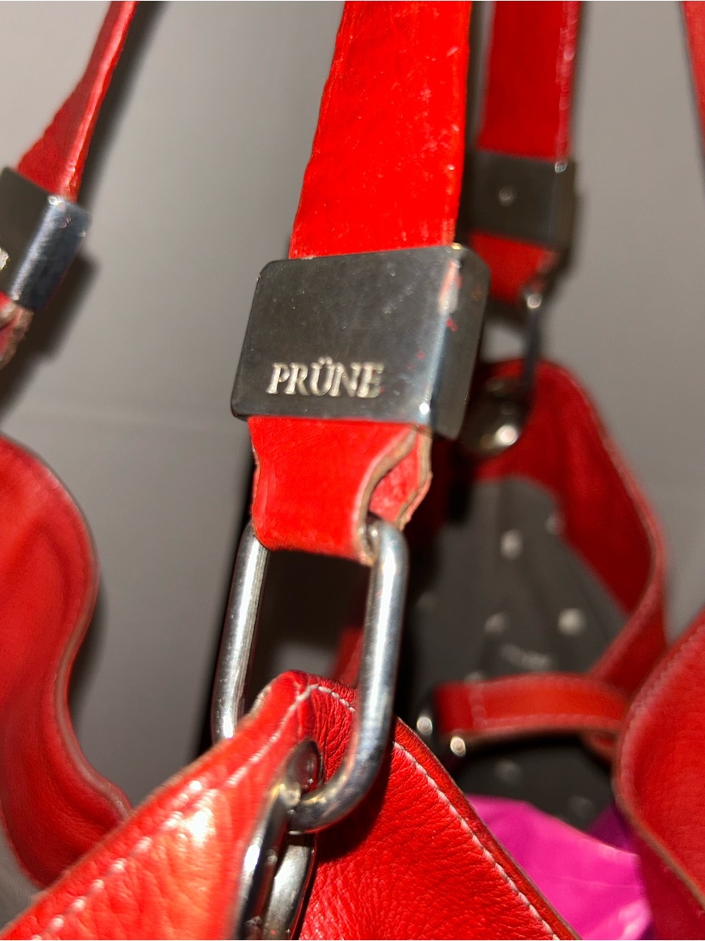 Classic Red Leather Prune Hobo Tote bag - Picture 3 of 12